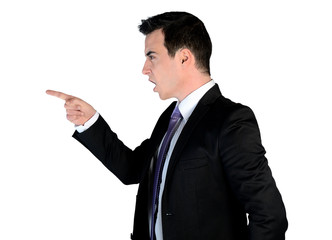 Business man angry pointing