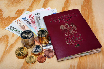 Polish passport and euro money