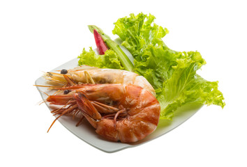 Boiled king prawns