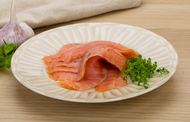 Sliced salmon
