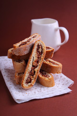 Italian biscotti cookies with nuts and chocolate