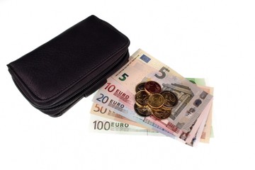 Euro money and wallet