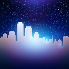Night city sky with stars background