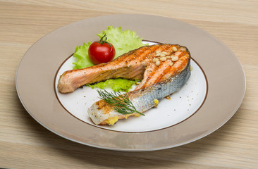 Grilled salmon steak