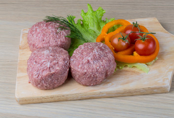 Raw burger cutlet