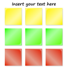 Colored sheets of paper on a white background