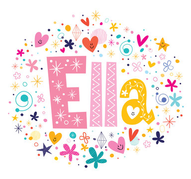 Ella female name decorative lettering type design