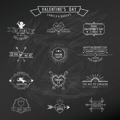 Valentine's Day - Set of Badges and Labels - in vector