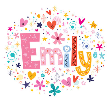 Emily female name decorative lettering type design