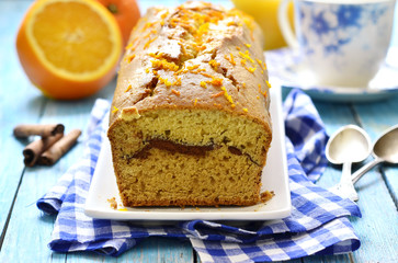 Pumpkin cake with cinnamon,orange and honey glaze.
