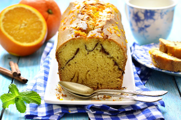 Pumpkin cake with cinnamon,orange and honey glaze.