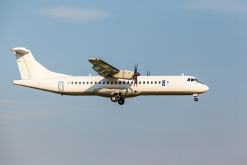 white passenger turboprop aircraft