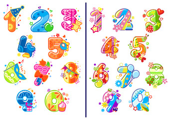 Cartoon childish numbers and digits