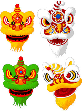 Cartoon Chinese lion head collection