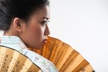 Japanese woman with traditional fan