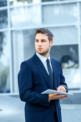 Businessman using a digital tablet computer