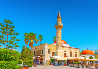 turkish old mosque at central squre of Kos island in Greece