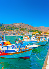 traditional fishing boats at Kalymnos island in Greece