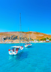 sailing boat at Pserimos pictorial island in Greece