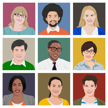 People Diversity Portrait Cheerful Happiness Friendship Vector