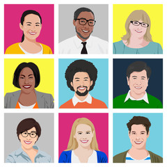 People Diversity Portrait Cheerful Happiness Friendship Vector