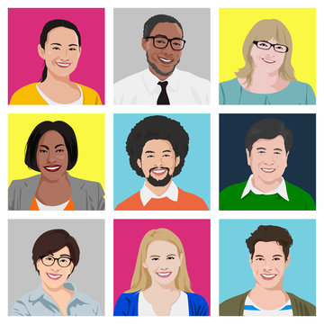 People Diversity Portrait Cheerful Happiness Friendship Vector