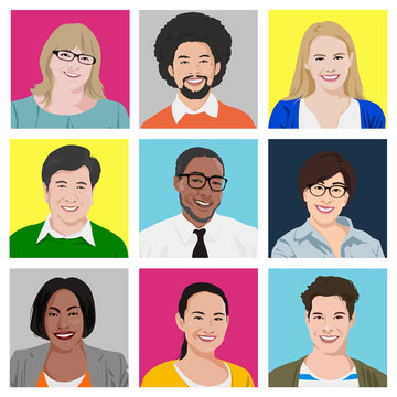 People Diversity Portrait Cheerful Happiness Friendship Vector