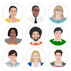 Fototapeta premium People Diversity Portrait Cheerful Happiness Friendship Vector