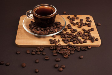 cup of coffee with beans