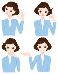 若い女性の表情とポーズ