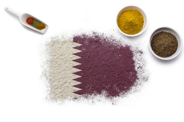 Spices forming the flag of Qatar.(series)