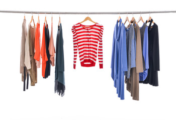 female colorful clothes on Hangers