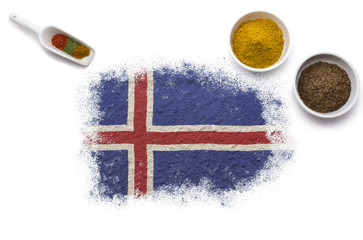 Spices forming the flag of Iceland.(series)