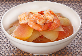 sour soup with shrimp and vegetable, thai food