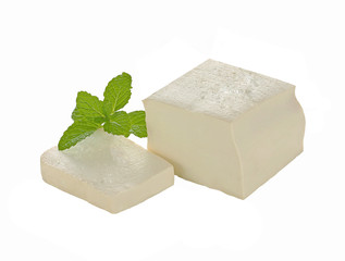 tofu cheese on white background