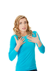 Obraz premium Woman is certain that she's innocent