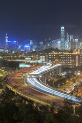Fototapeta na wymiar Highway in Hong Kong at night