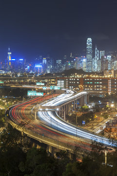 Highway in Hong Kong at night