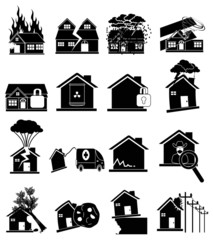 Home insurance icons set