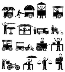 Street food icons set