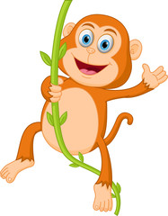Obraz na płótnie Canvas Happy monkey swinging