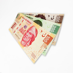Set of 3 Mexican Peso bills.
