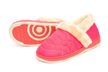 pair of pink shoes for lady on white