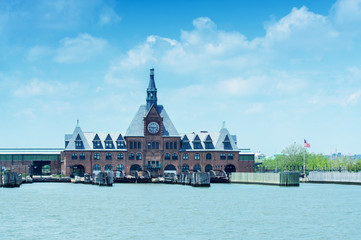 The main immigration building on Ellis Island in New York harbor