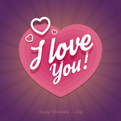 Happy Valentine's Day card with heart shapes in flat style