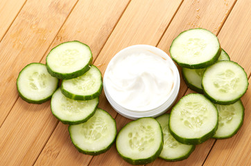 face mask with cucumber slices