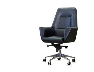 Fototapeta premium Modern office chair from black leather. Isolated