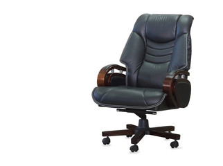 Fototapeta premium Modern office chair from black leather. Isolated
