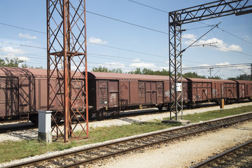 Fototapeta na wymiar An old freight train