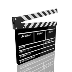 Clapper board on white background